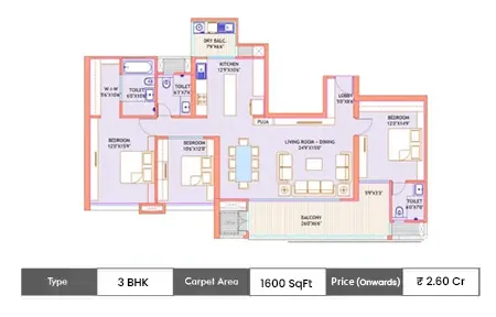 3 BHK floor plan